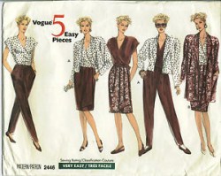 2446 VOGUE UNLINED JACKET, WRAP  TIE TOP,  SKIRT,  PANTS PATTERN 8-12